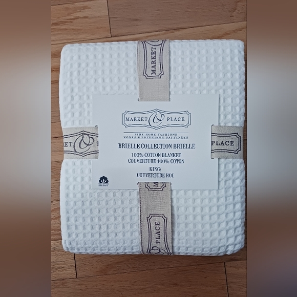 Market & Place 100% Cotton Waffle Weave Bed Blanket Soft, Breathable, KING - Picture 6 of 6